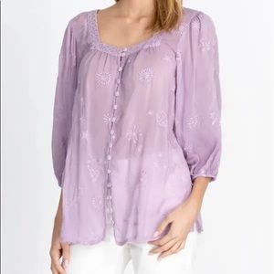 JOHNNY WAS Embroidered Blouse